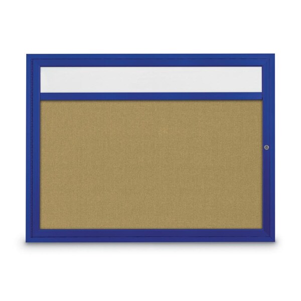 United Visual Products Slim Enclosed Corkboard, 30"x36", Satin Alum Frame/Buff UVEB3036-SATIN-BUFF - main